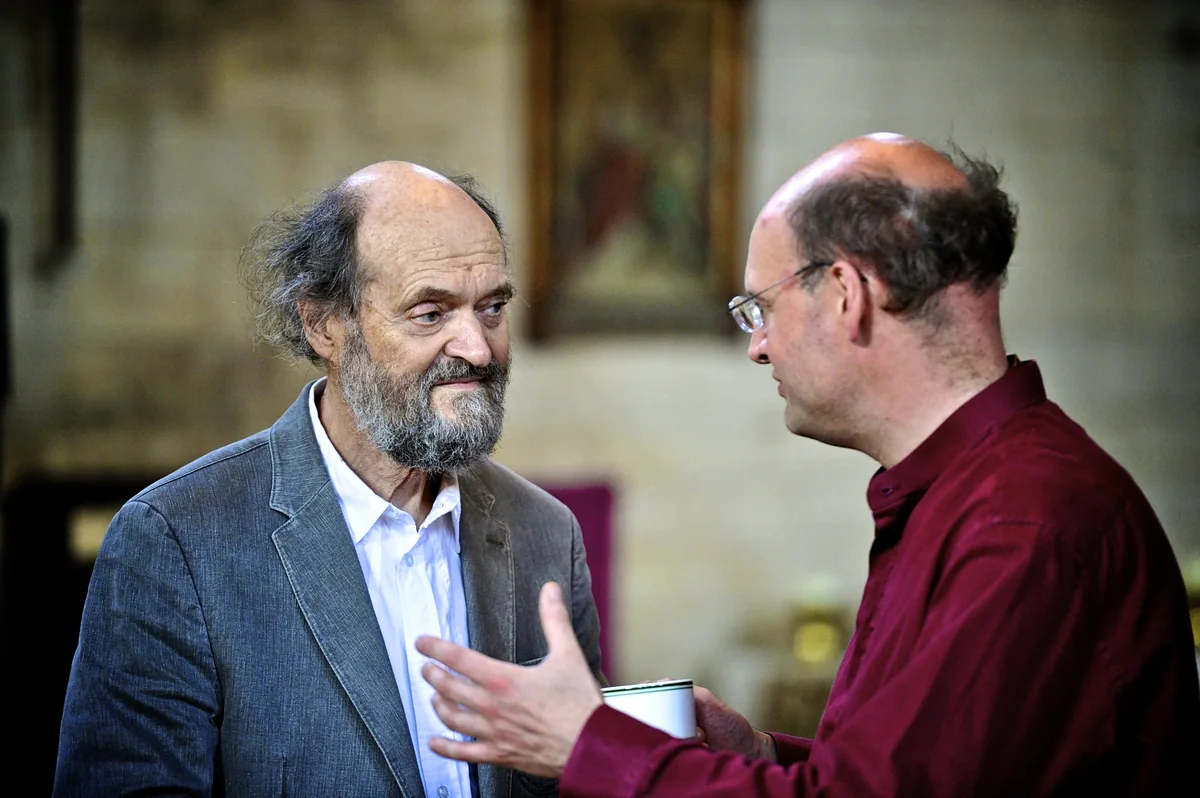 Arvo Pärt in Stephen Layton, snemanje plošče Choral Works, 2013